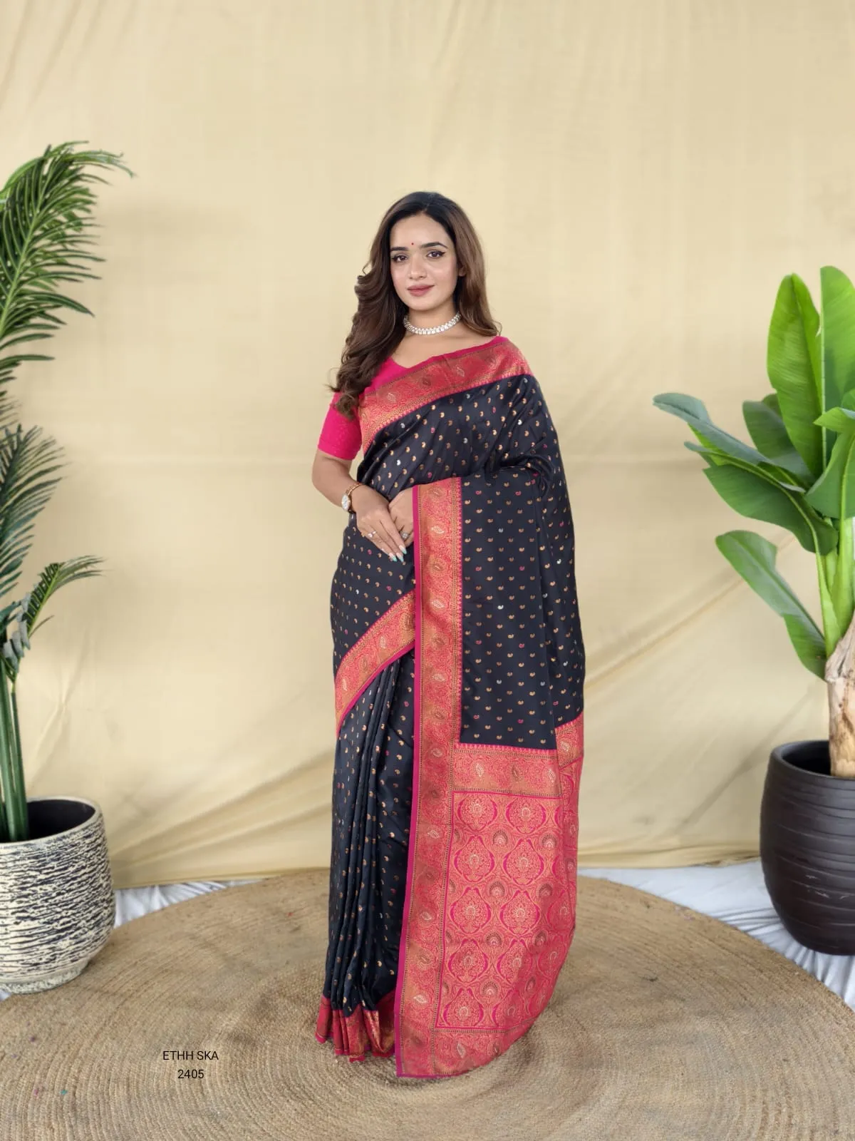 Traditional Banarasi Soft Silk Saree with Contrast Zari Weaving